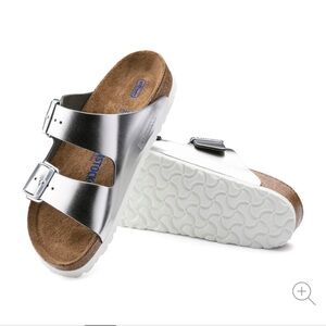 New Birkenstock Sandals Leather Metallic Arizona